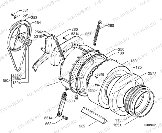 Взрыв-схема стиральной машины Zanussi ZWU150 - Схема узла Functional parts 267